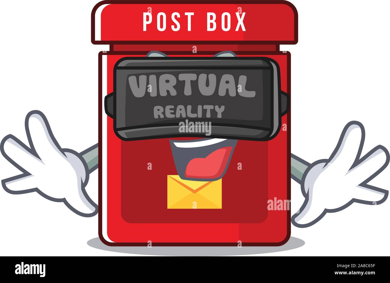 Buzón con un vector de la mascota de realidad virtual Ilustración del Vector