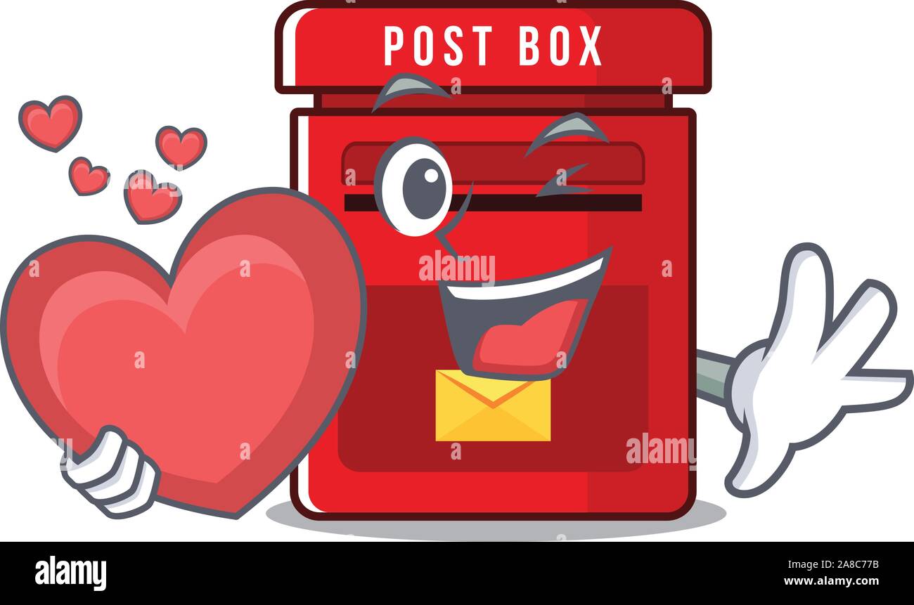 Buzón de vectores con una mascota la celebración del corazón Ilustración del Vector