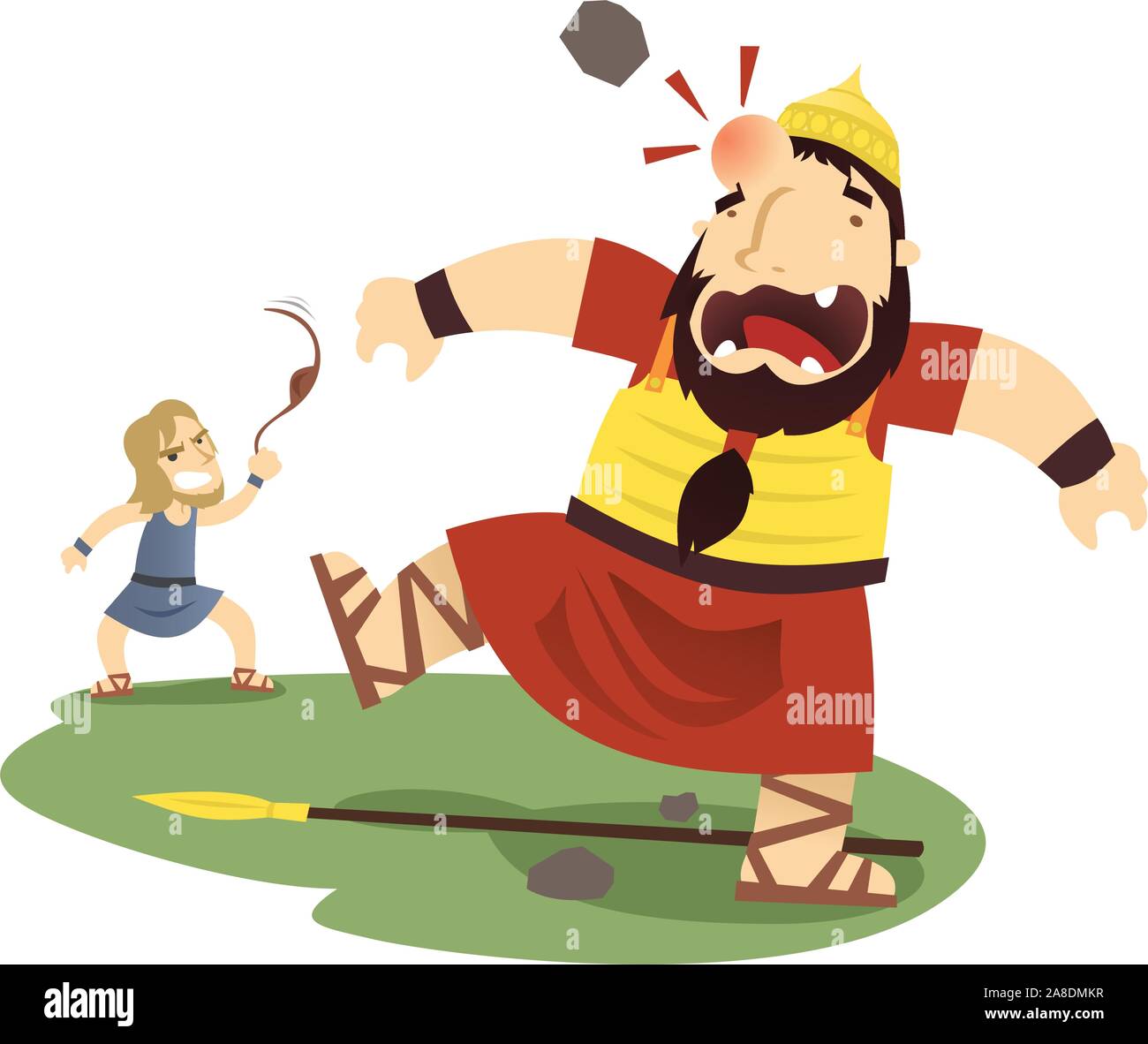 David y Goliath caricatura ilustración Imagen Vector de stock - Alamy