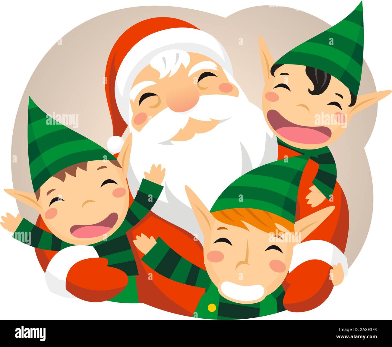 Santa Claus con duendes Imagen Vector de stock - Alamy