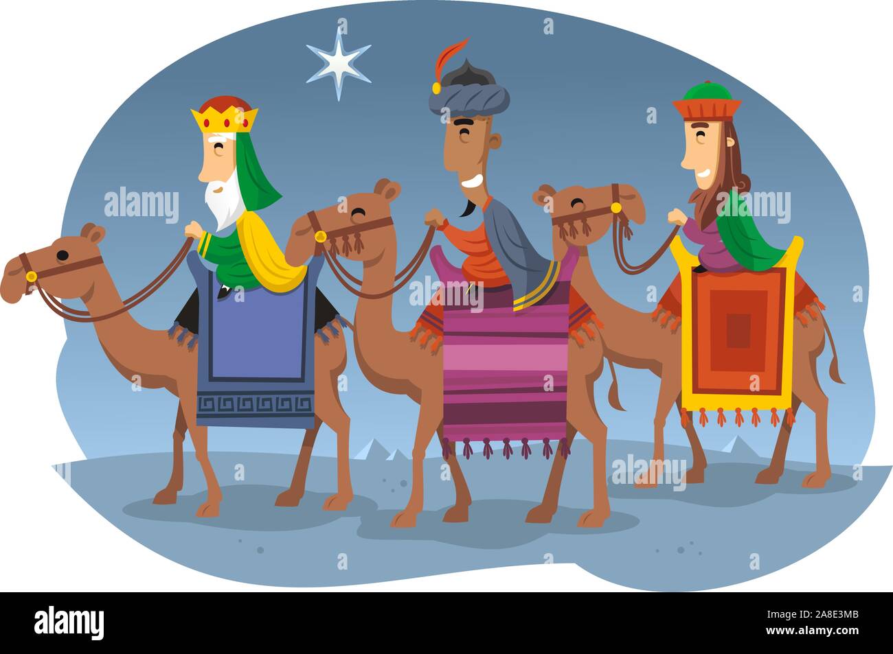Tres Reyes Magos montar camellos Ilustración del Vector