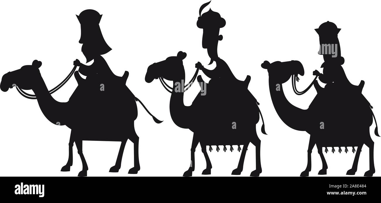 Tres Reyes Magos siluetas Ilustración del Vector