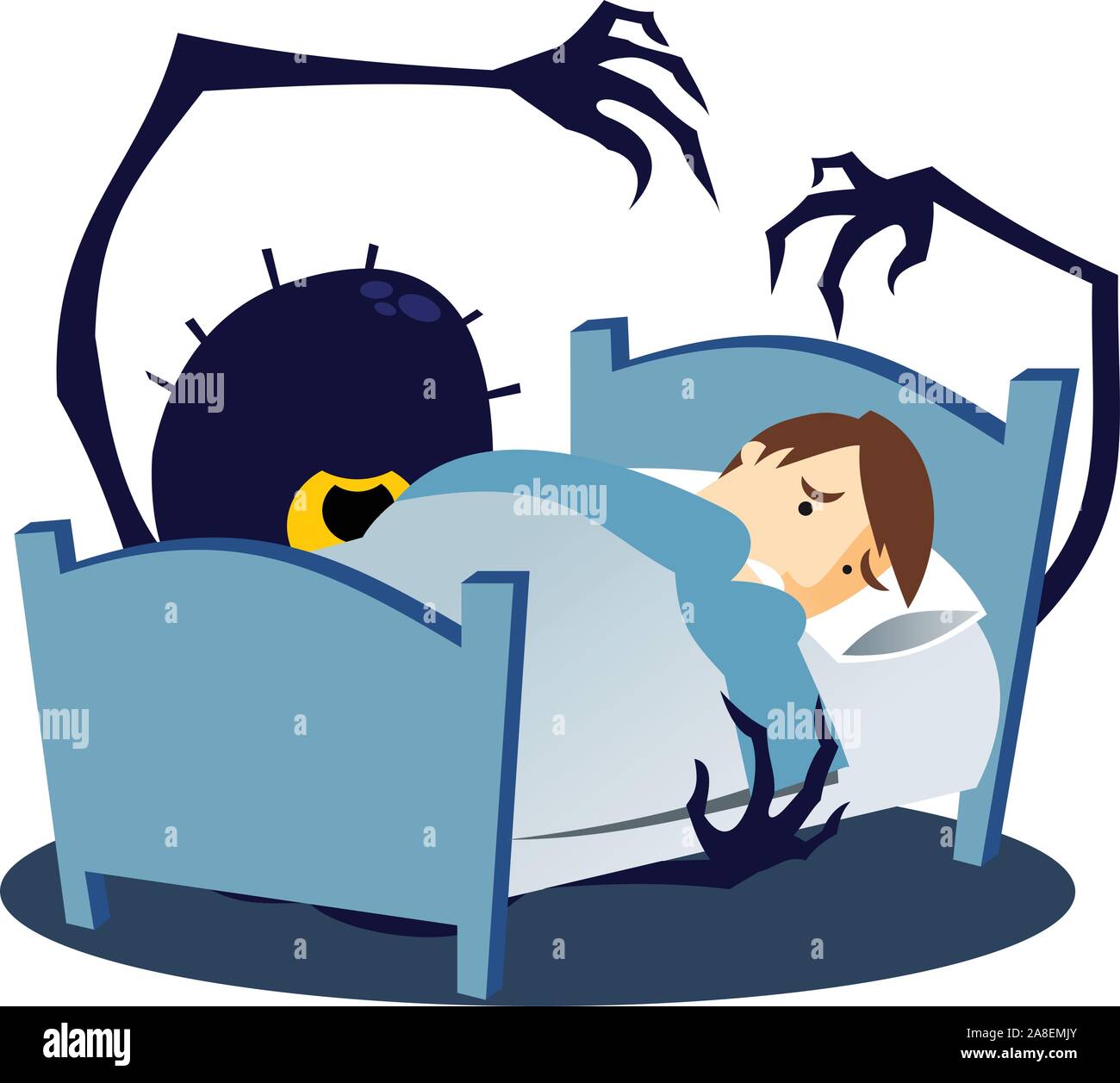 Monstruo bajo la cama cartoon ilustración Imagen Vector de stock - Alamy