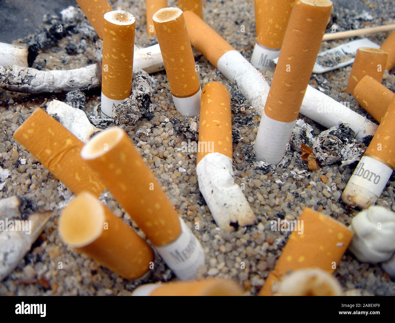 Zigarettenstummel, Aschenbecher, Zigaretten, Raucher, Asche, Foto de stock