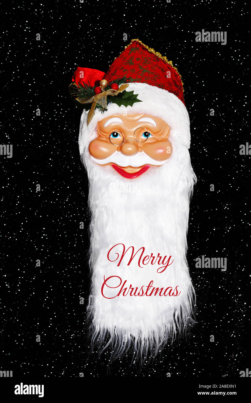 Weihnachtsmann, Santa Claus, Maske, vor Sternenhimmel, Feliz Navidad, Foto de stock
