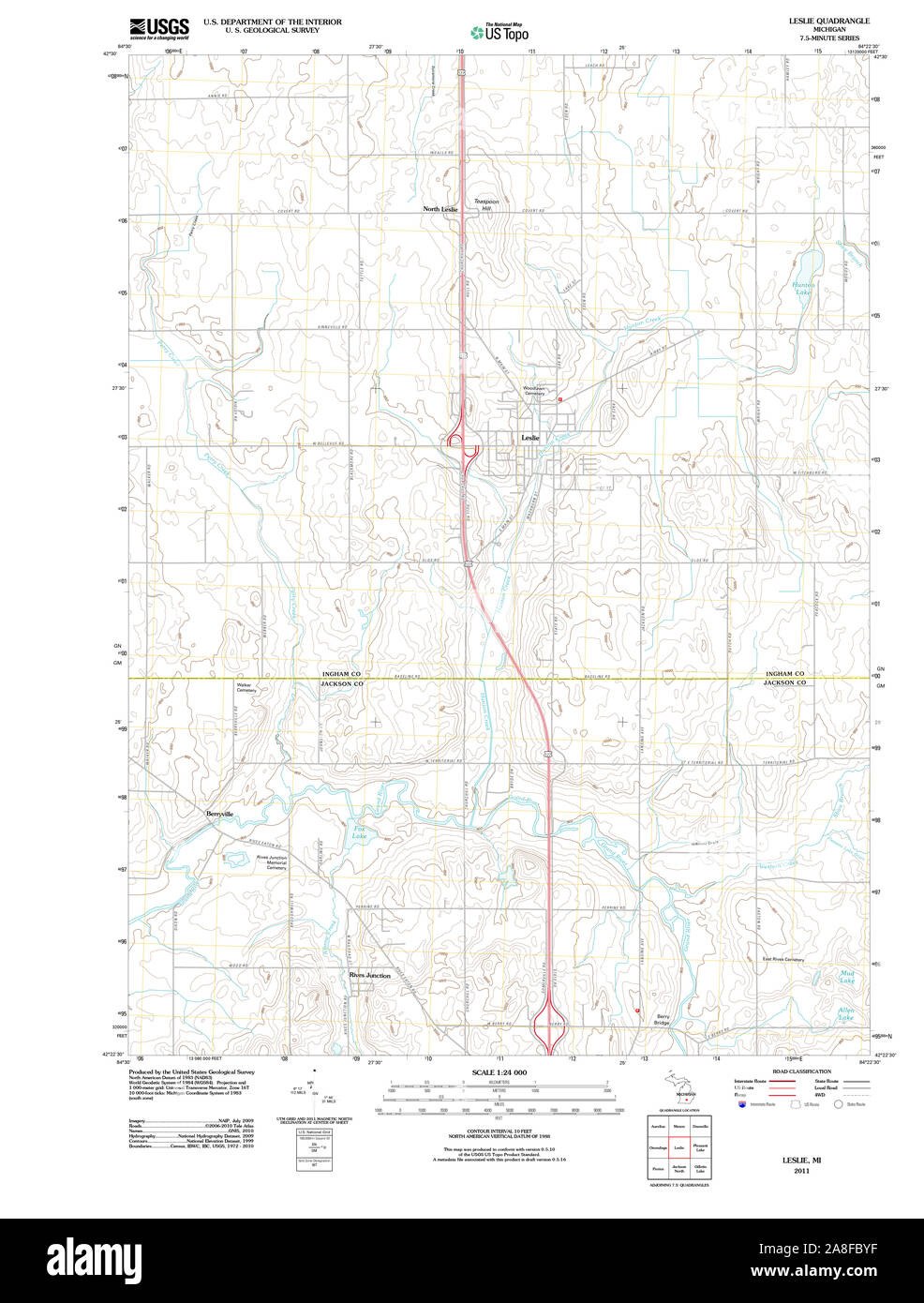 Mapa de leslie michigan Imágenes recortadas de stock Alamy