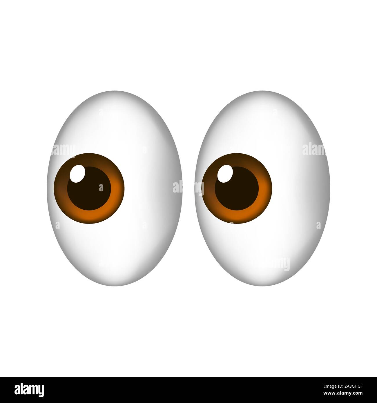 Par de cartoon ojos mirando ligeramente a la izquierda en un fondo