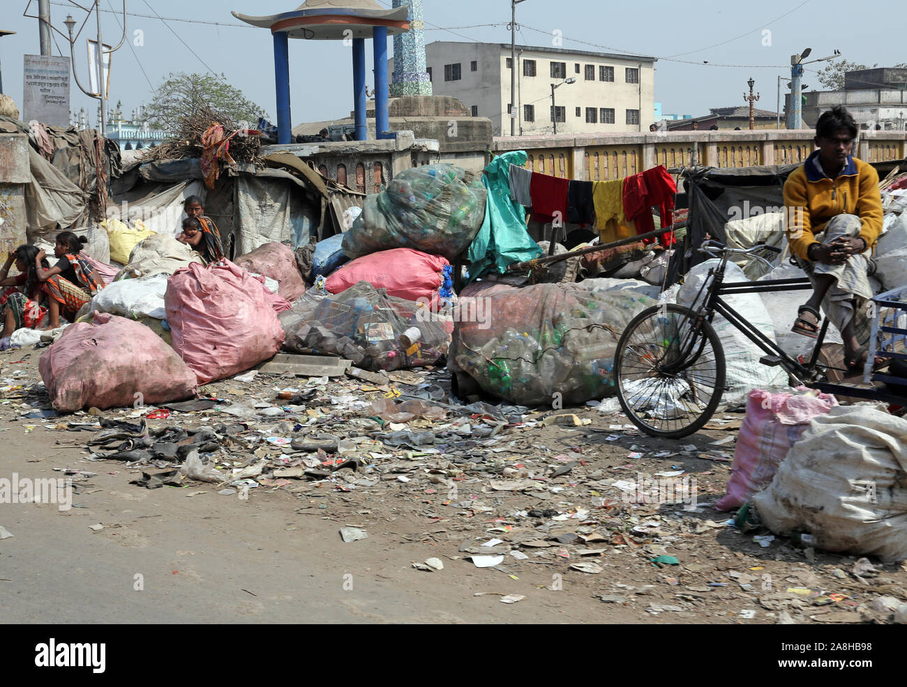 Ghetto y tugurios en Calcuta, India Foto de stock