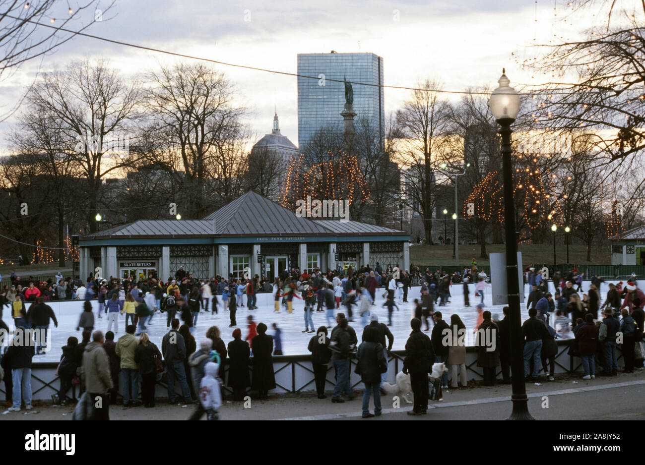 Boston Common los patinadores sobre hielo - EE.UU. Foto de stock