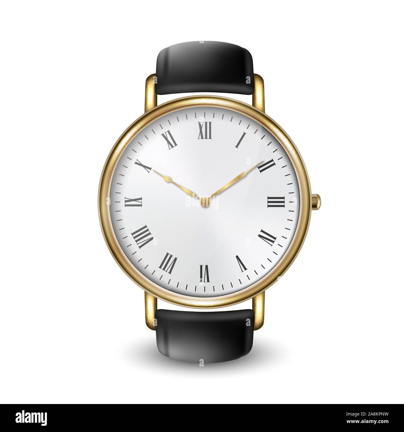 Feudal Dormitorio modelo Oro realista Vintage clásico Unisex reloj de pulsera con números romanos  icono Closeup aislado sobre fondo blanco. Plantilla de diseño de metal  Relojes de pulsera Imagen Vector de stock - Alamy