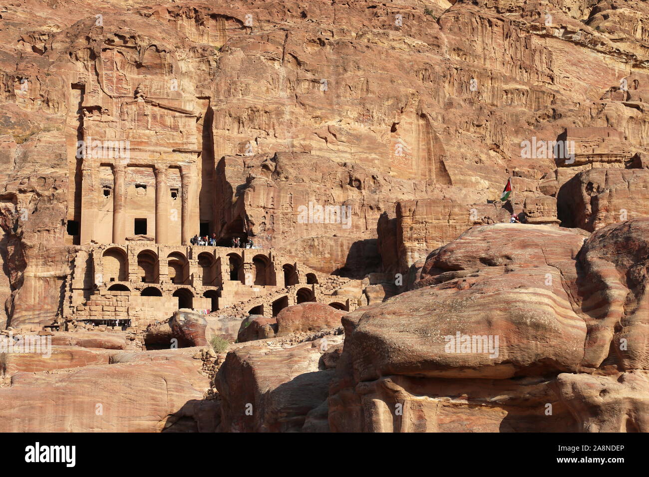 Urn tumba (Qabr Al Jarrah), Tumbas Reales, Mirador de tesorería Trail, Petra, Wadi Musa, Gobernación de Ma'an, Jordania, Oriente Medio Foto de stock