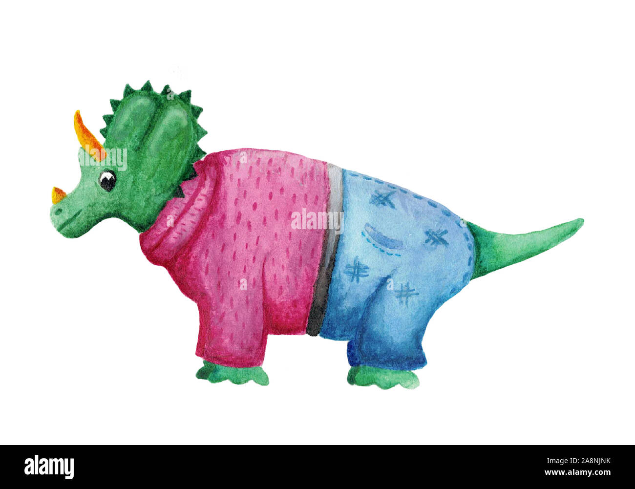 La acuarela lindo dinosaurio en la ropa. Los niños aislados, ilustraciones  Fotografía de stock - Alamy