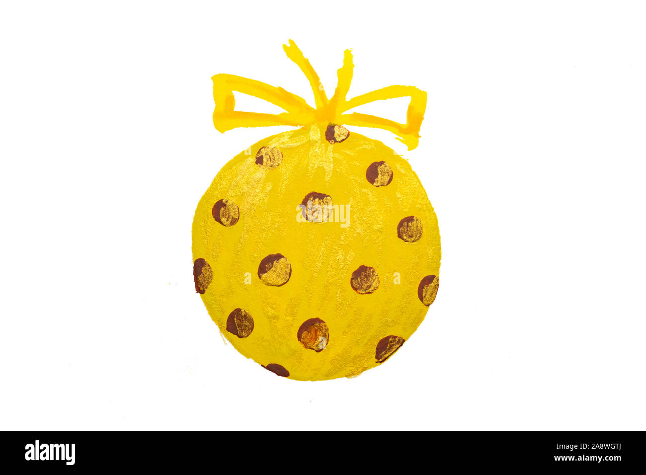 Dibujo de acuarela de adornos de Navidad Bolas de esfera amarilla, aislado Foto de stock