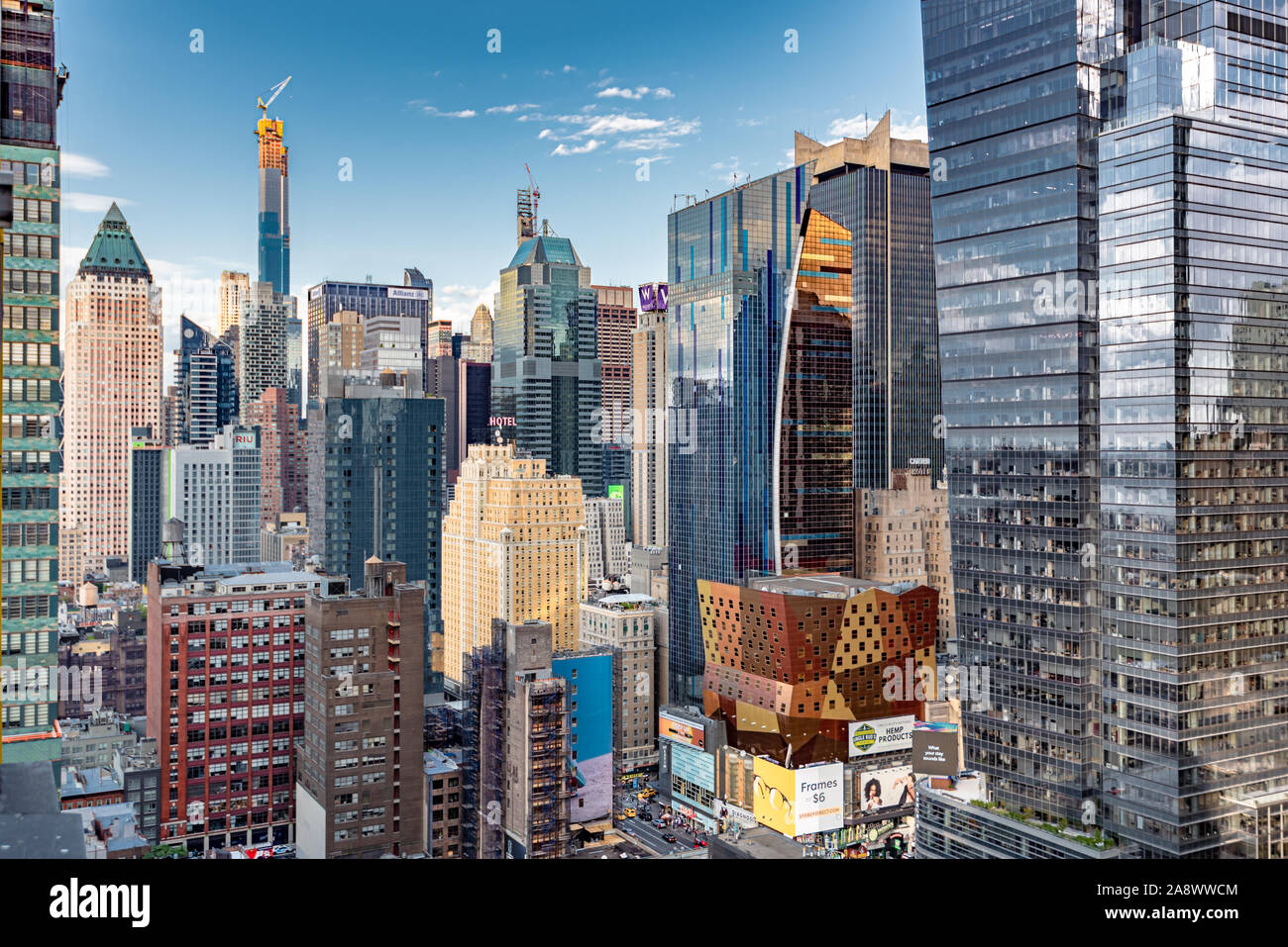 Imagen en color de la ciudad de Nueva York, rascacielos de Manhattan Vista aérea Antecedentes Foto de stock