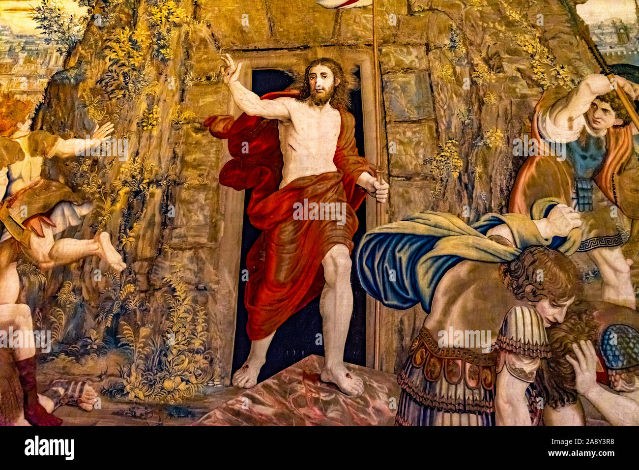 Museo Vaticano de la resurrección de Jesús se elevan desde tumba tapiz