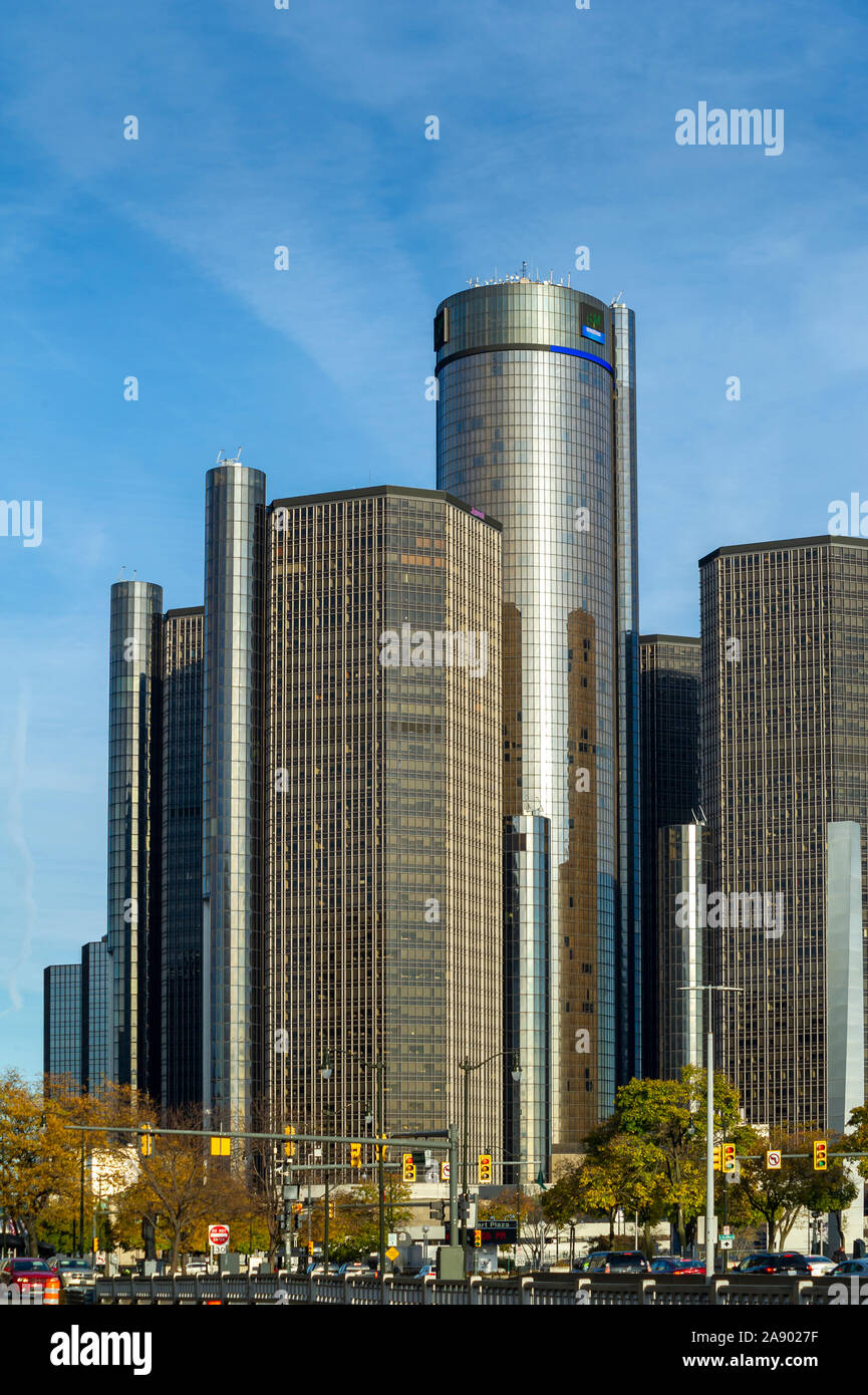 General Motors Renaissance Center en Detroit, MI Foto de stock