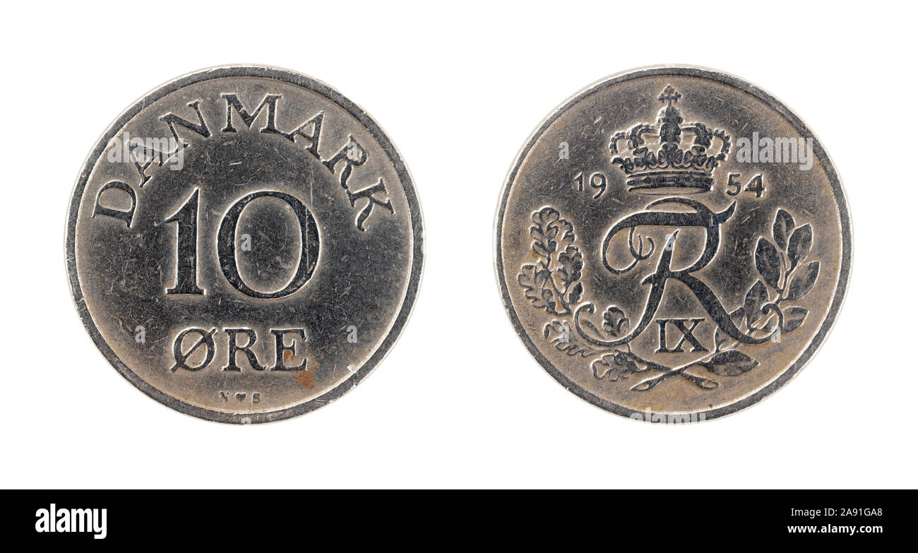 Moneda de 10 coronas noruegas de Dinamarca Foto de stock