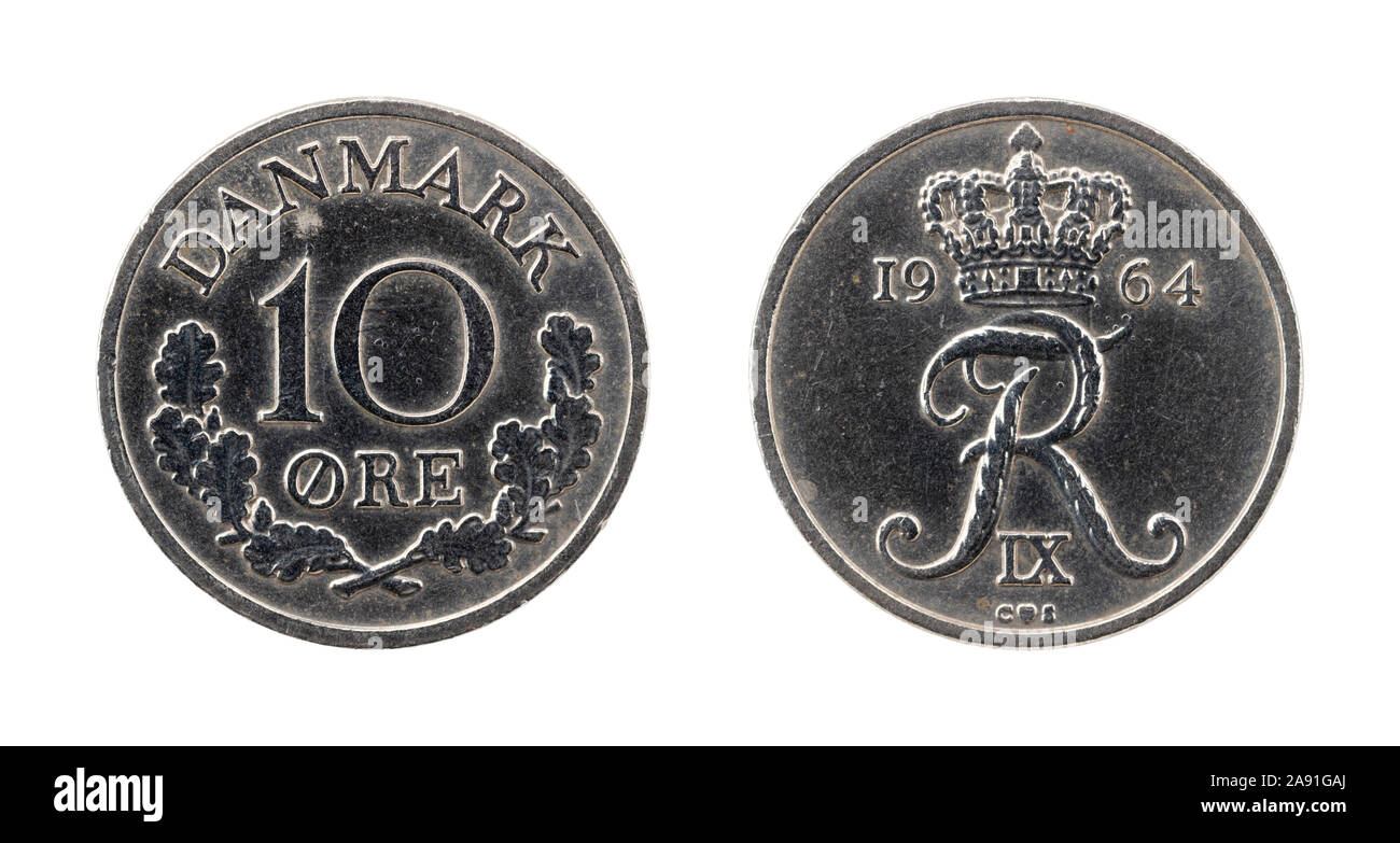 Moneda de 10 coronas noruegas de Dinamarca Foto de stock