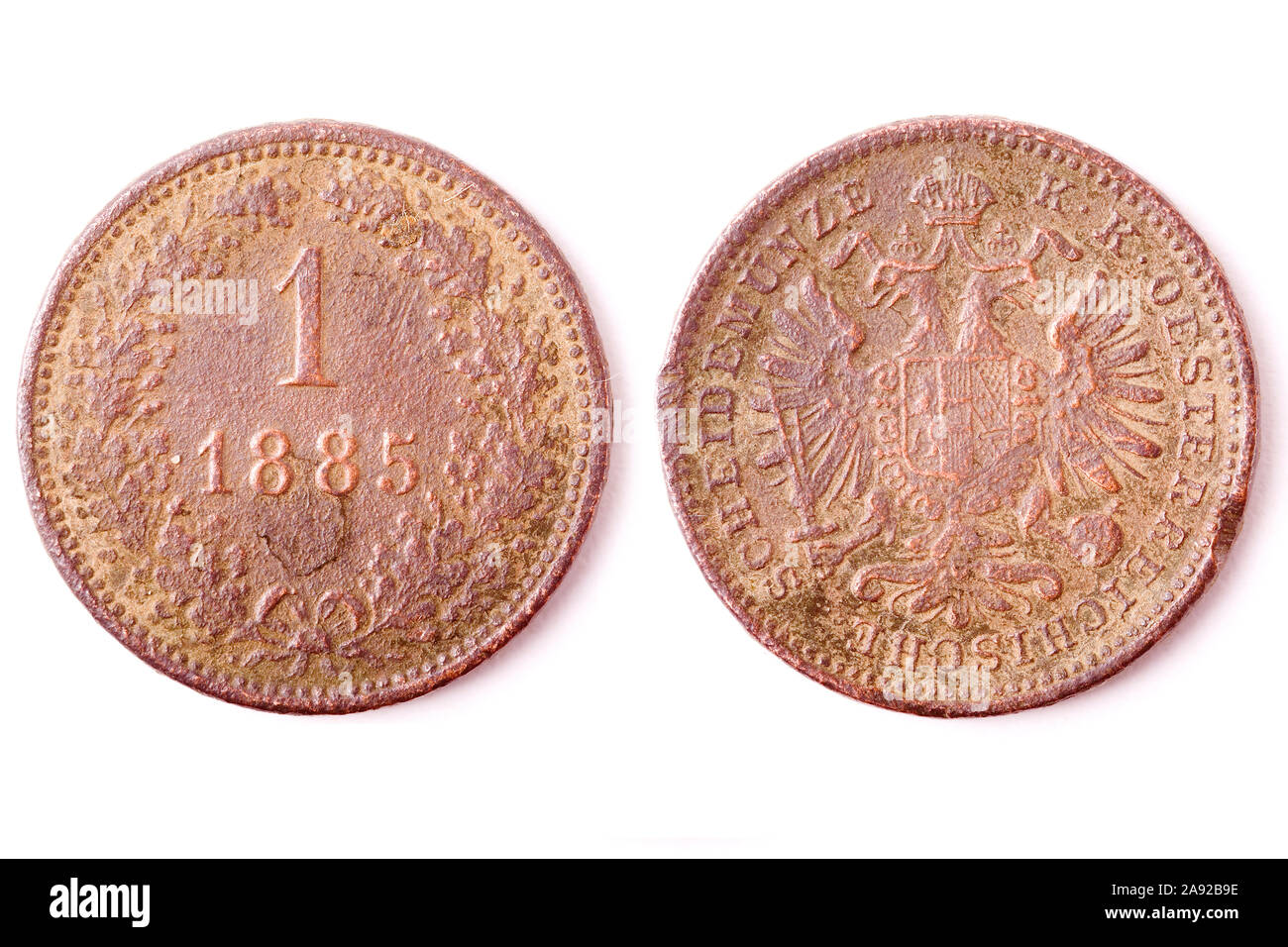 1 Scheidemünze von 1885 aus Österreich Foto de stock
