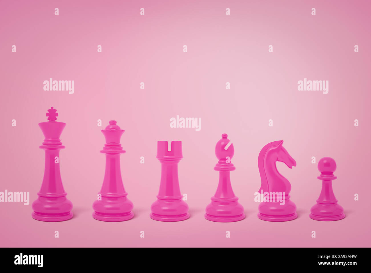 Representación 3D de piezas de ajedrez rosa sobre fondo de color rosa  Fotografía de stock - Alamy