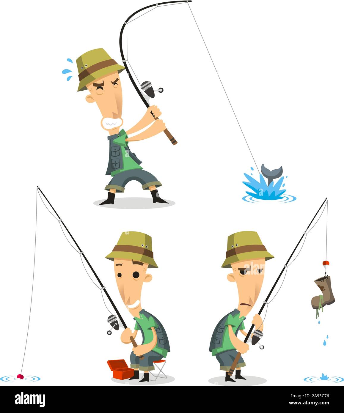 Caña de pescar, pescador, pesca, dibujos animados' Taza