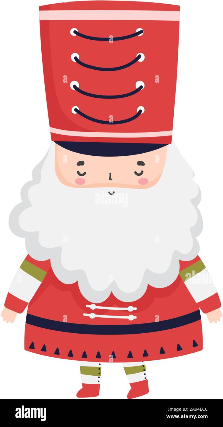 Feliz Fiesta de Navidad lindo soldado cascanueces con sombrero ilustración  vectorial Imagen Vector de stock - Alamy