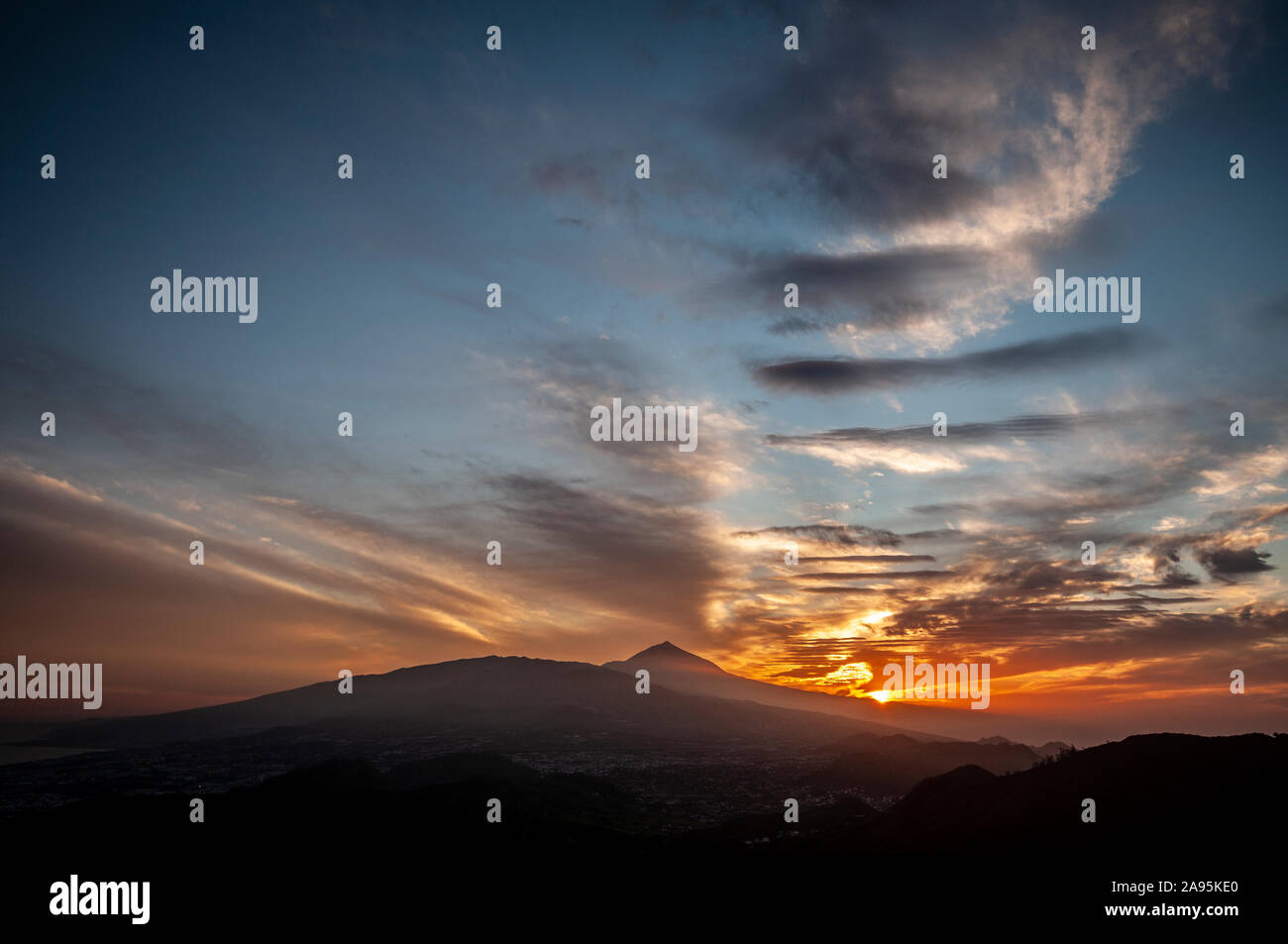 Puesta de sol en el Teide Foto de stock