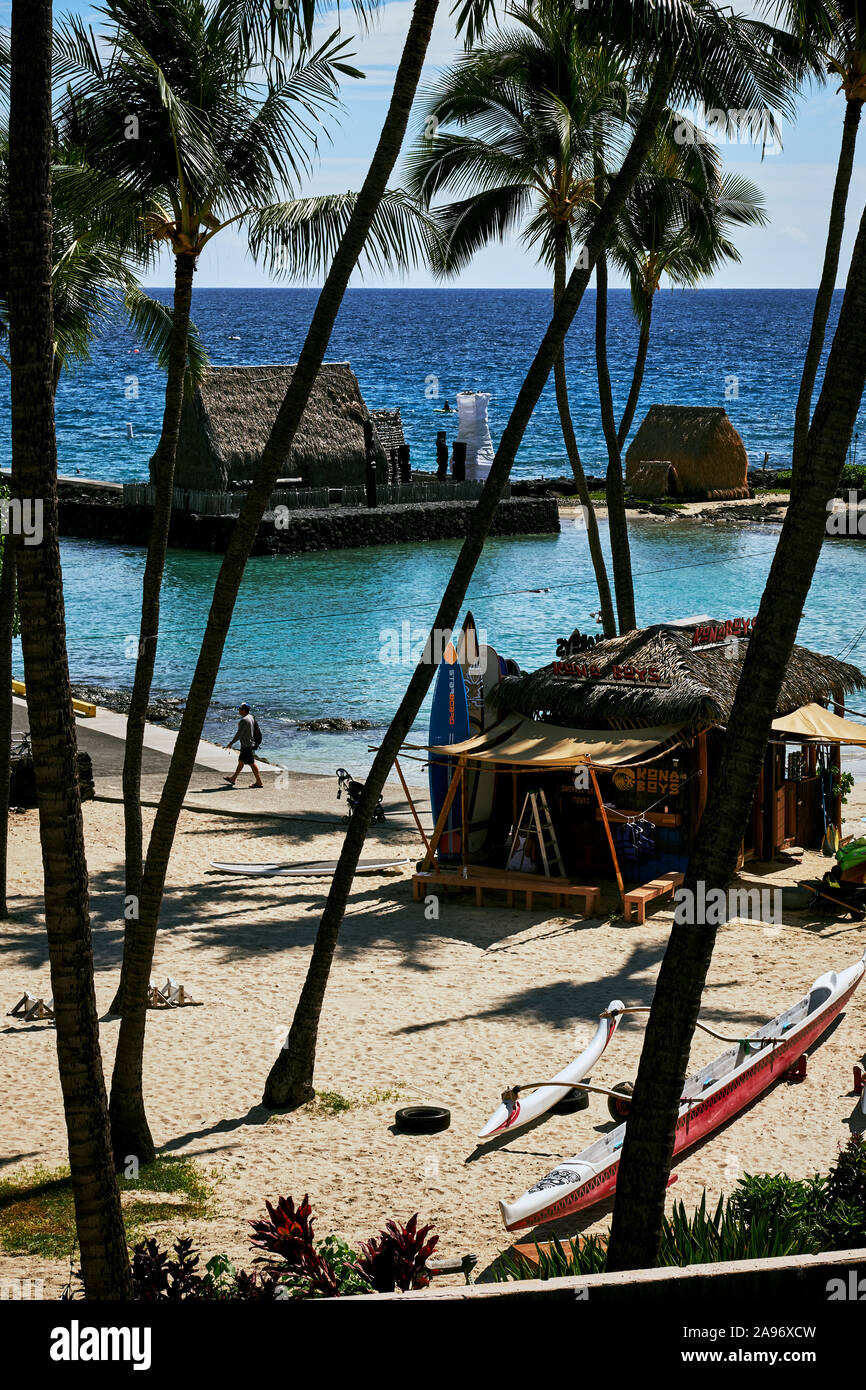 La vista desde el balcón del hotel Del Rey Kamehameha en kona, Hawai Foto de stock