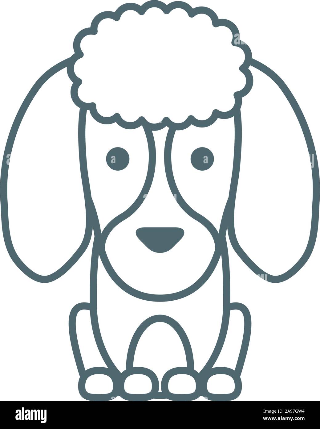 Bonita perrita French Poodle icono estilo de línea diseño ilustración  vectorial Imagen Vector de stock - Alamy
