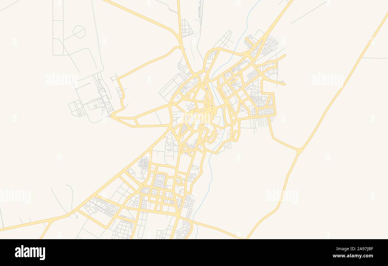 Printable mapa callejero de Bechar, Argelia. La plantilla de mapa para uso comercial. Ilustración del Vector
