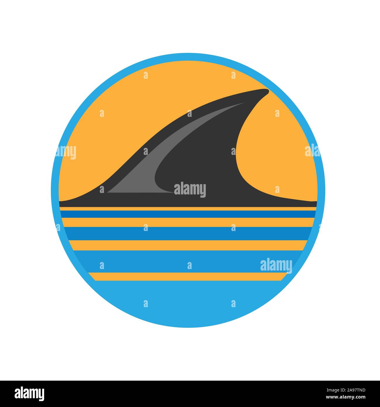 Aletas de Tiburón o Delfín es visible por encima de la onda, diseño plano. Ilustración del Vector