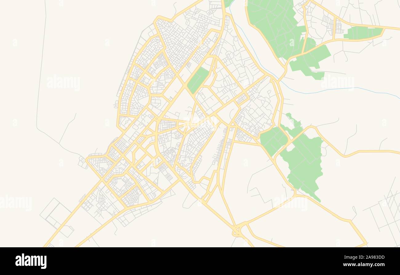 Printable mapa callejero de Laghouat, en Argelia. La plantilla de mapa para uso comercial. Ilustración del Vector