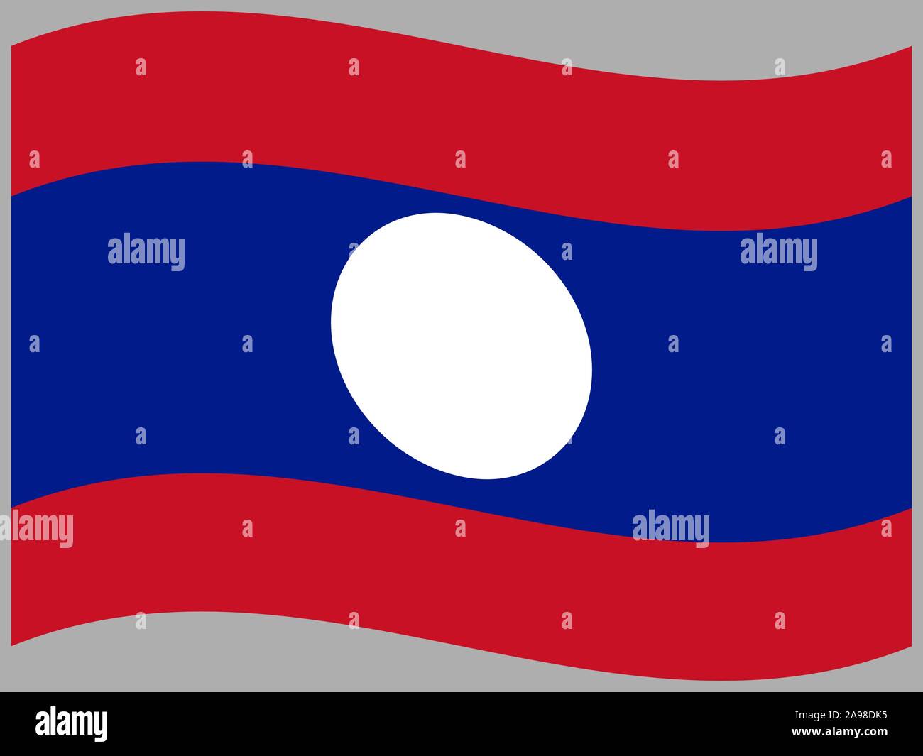 La bandera nacional de la República Democrática Popular Lao . Los colores originales y proporción. Simplemente ilustración vectorial, procedentes de países pabellón conjunto. Ilustración del Vector