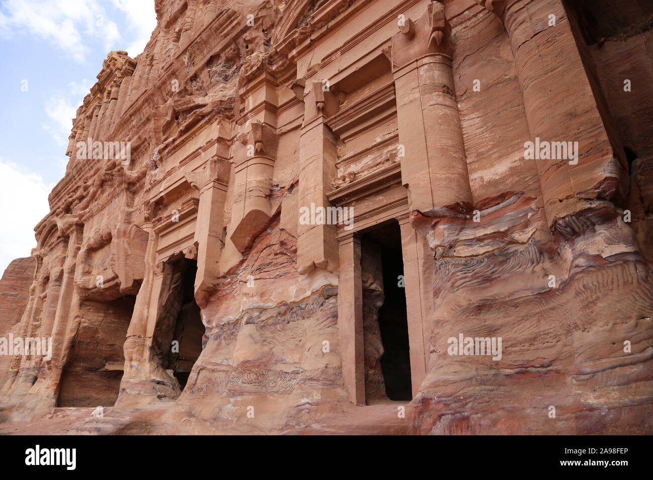 Palace tumba (Qabr Al Qasr), Tumbas Reales, Mirador de tesorería Trail, Petra, Wadi Musa, Gobernación de Ma'an, Jordania, Oriente Medio Foto de stock