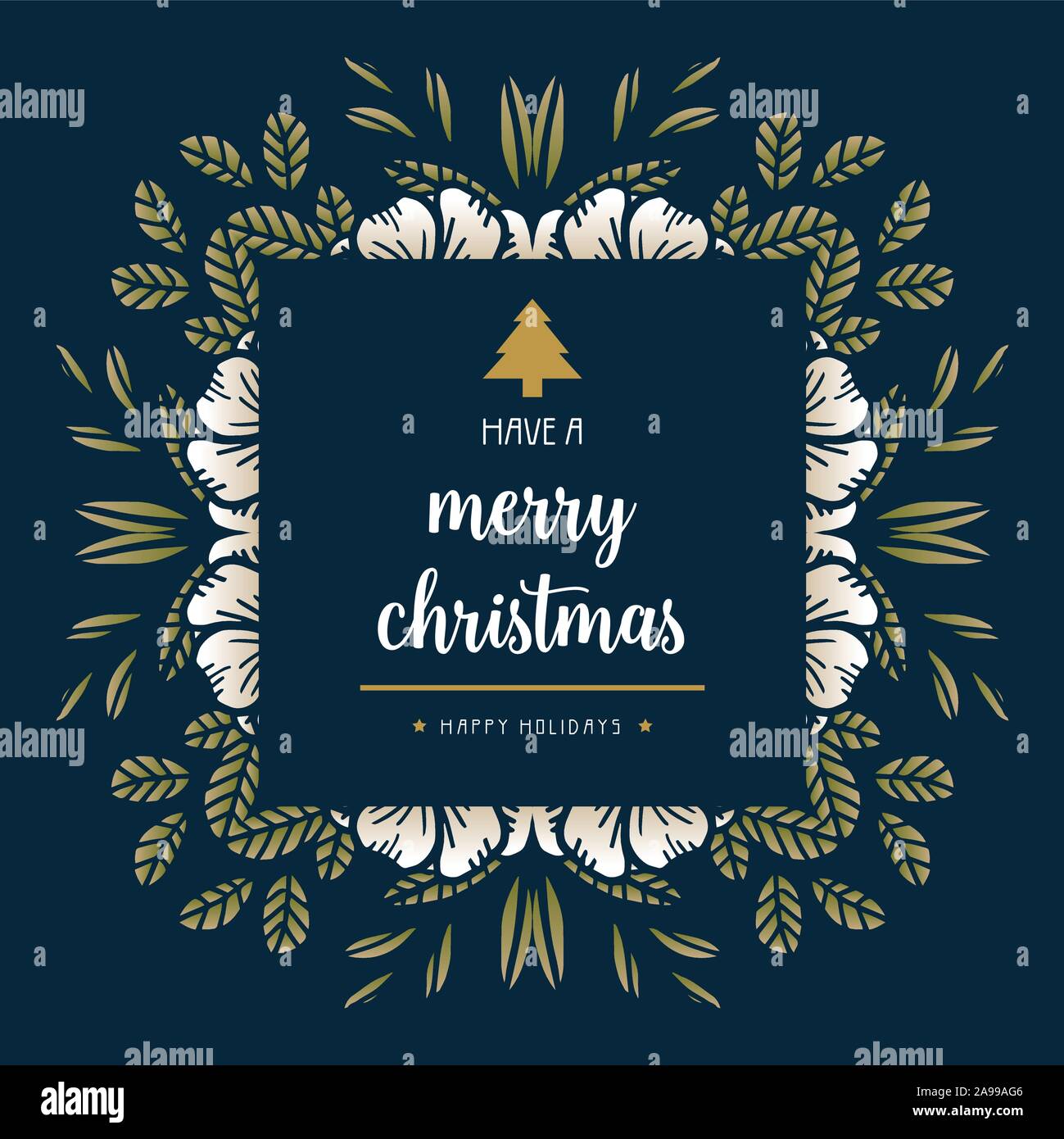 Diseño único de marco flores de hoja bandera feliz navidad felices fiestas. Vector Imagen Vector de stock - Alamy Diseño único de marco flores de hoja bandera feliz navidad felices fiestas. Vector Imagen Vector de stock - Alamy