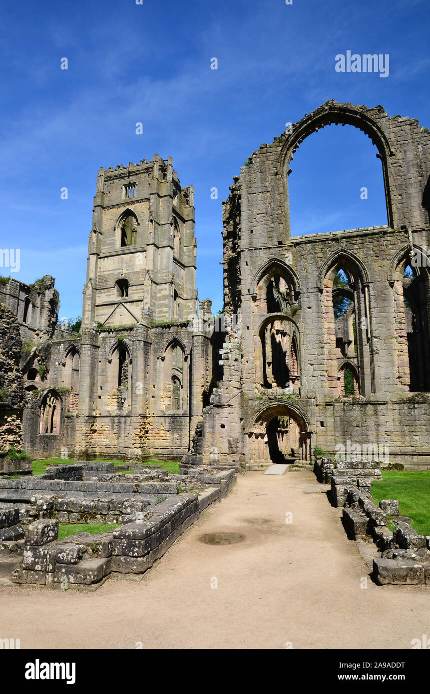 Fountains Abbey, Studley Royal, Nidderdale, North Yorkshire Foto de stock