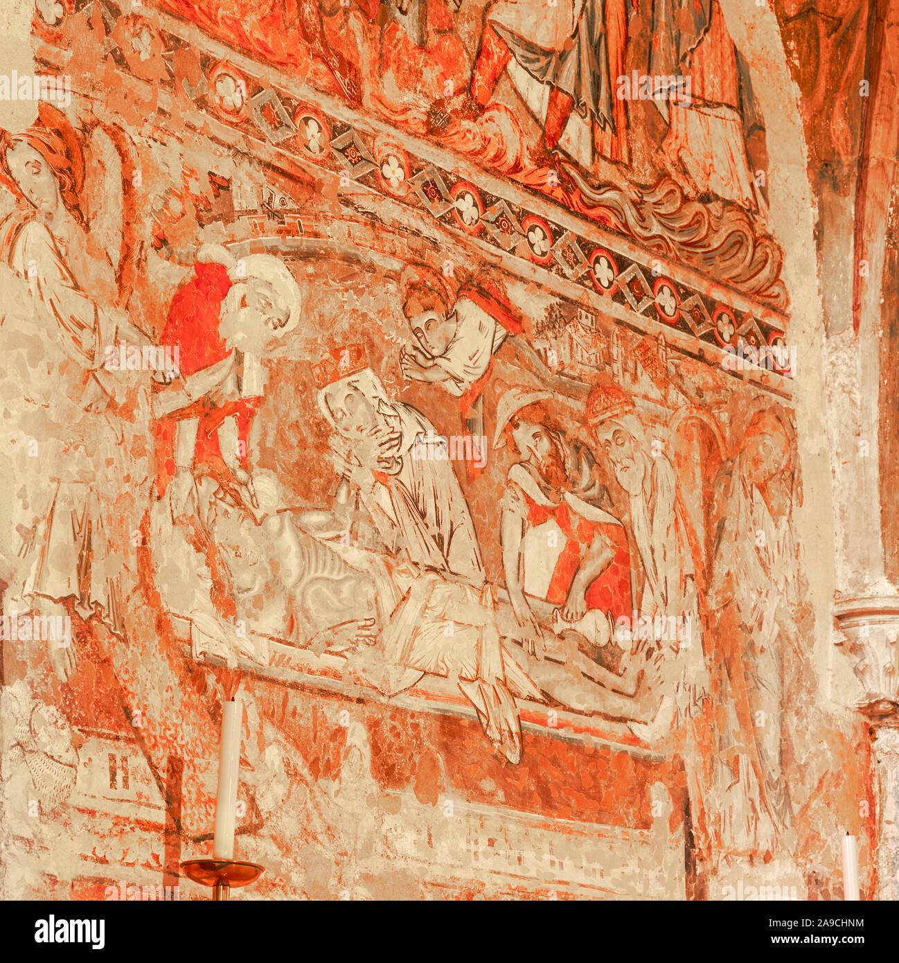 La pintura de la pared del siglo XII (de Jesucristo sentado en una