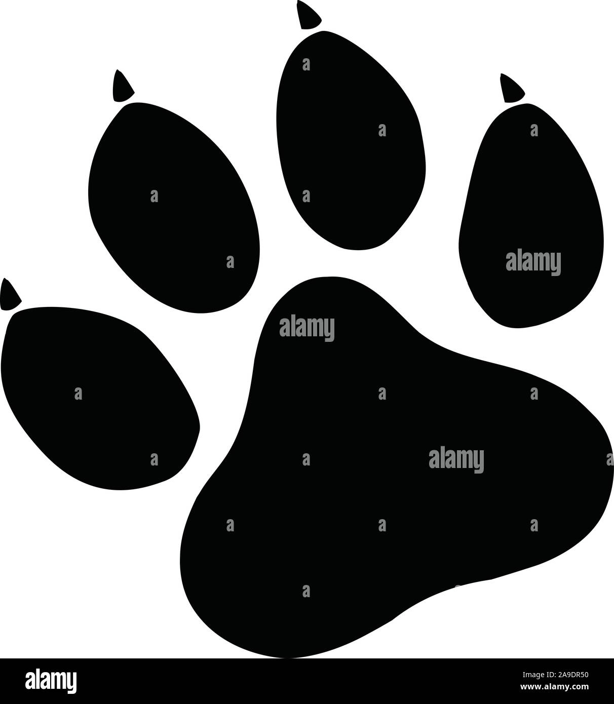 Paw icono imprimir sobre fondo blanco. Estilo plano. perro, gato, cerveza paw símbolo. Animal negro paw paw sign. Imprimir imprime el logotipo. Ilustración del Vector