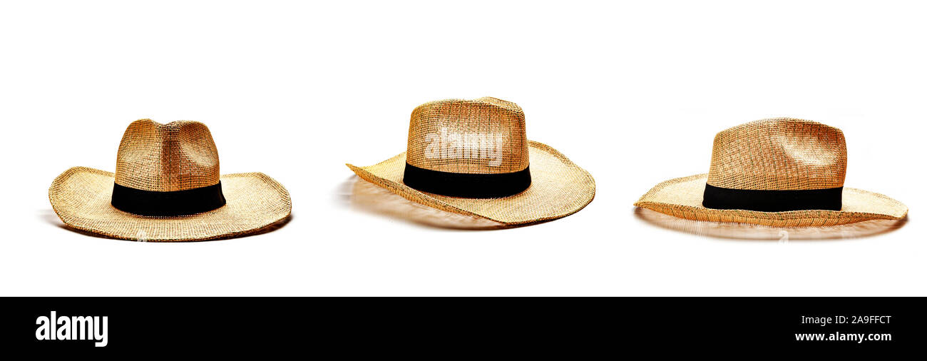 Sombreros de paja para hombres aislado sobre fondo blanco Fotografía de  stock - Alamy