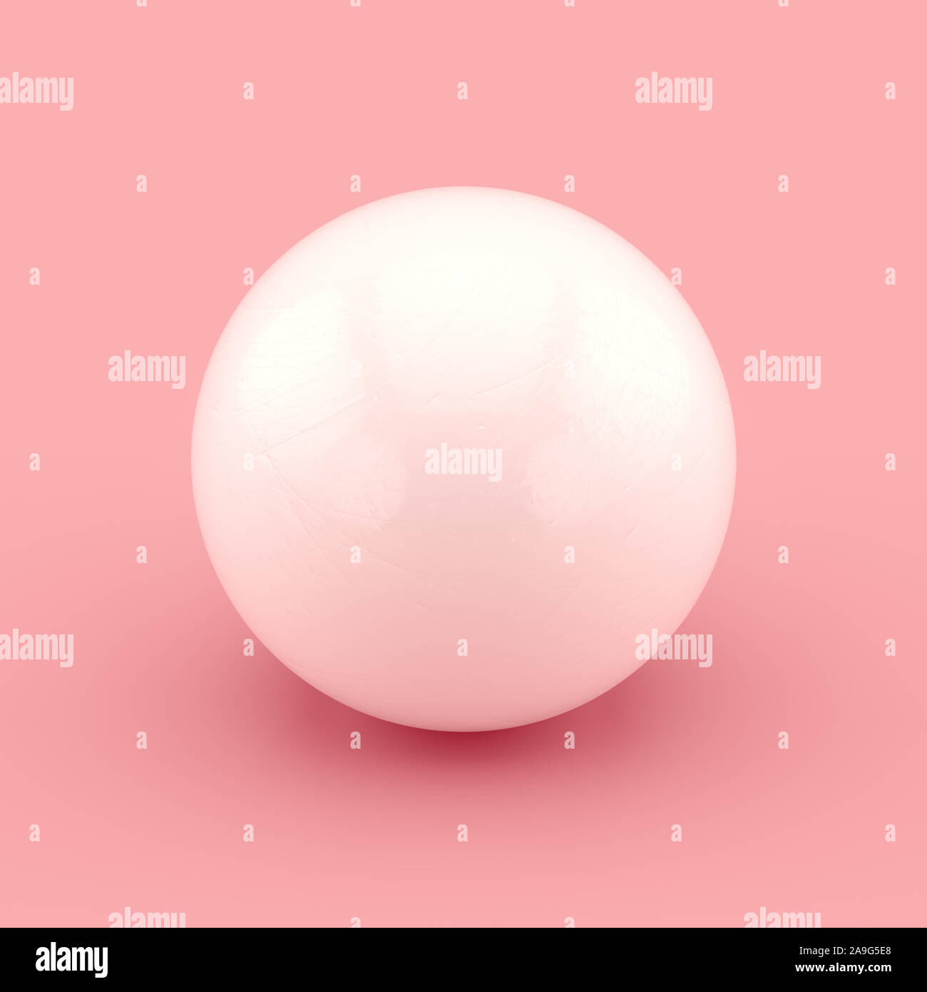 Esfera blanca con arañazos e imperfecciones. Representación 3D realistas. Foto de stock