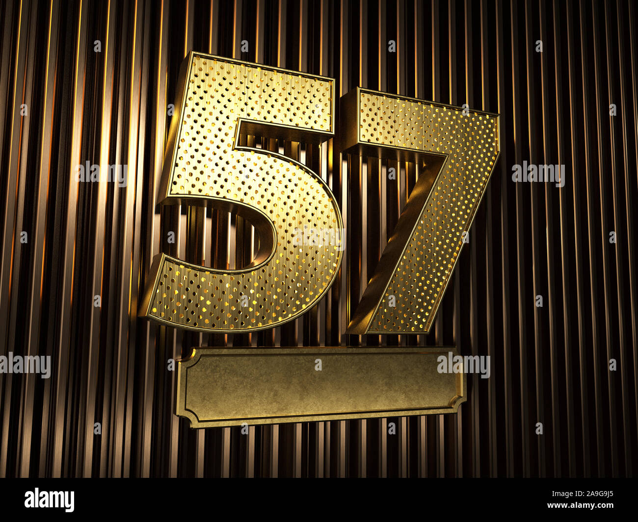 El número 57 (número 57) perforado con agujeros pequeños en el fondo de El número 57 (número 57) perforado con agujeros pequeños en el fondo de