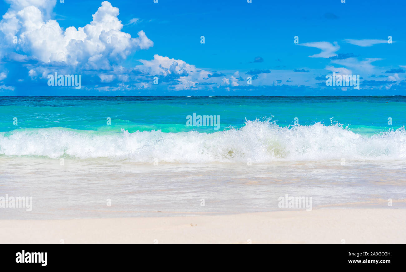 Turquesa prístina playa en Punta Cana, República Dominicana. Foto de stock