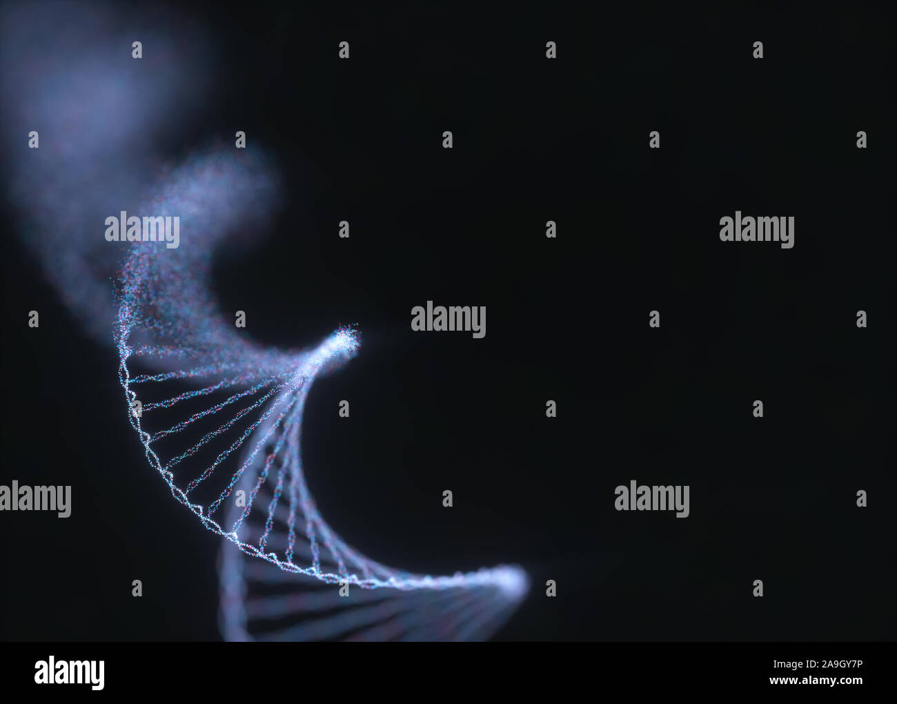 Síndrome genético y trastorno genético, 3D ilustración del concepto de ciencia. Colorido el ADN. Foto de stock