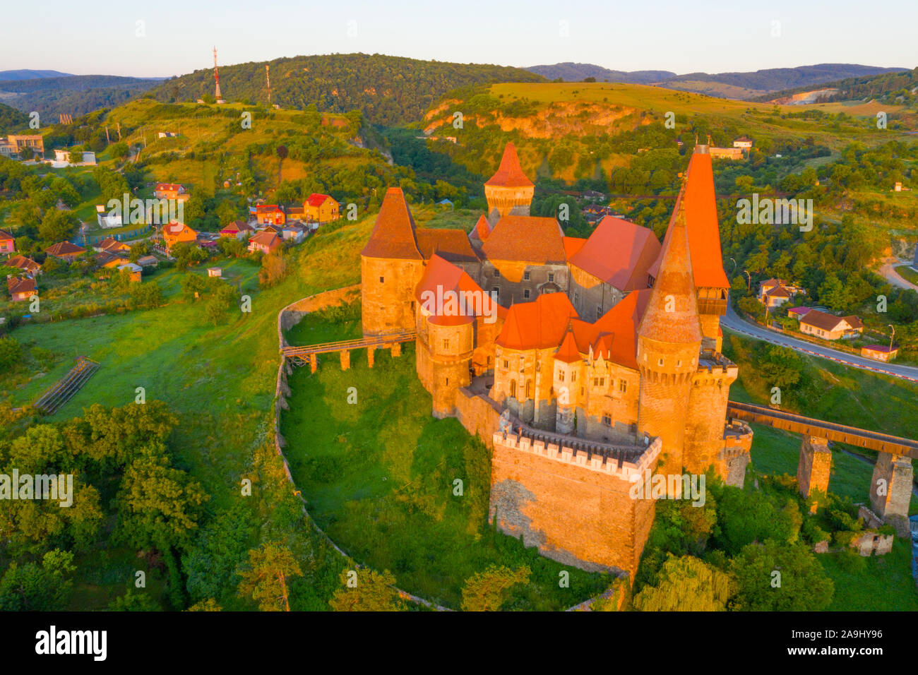 El castillo de Corvin, Transilvania, Rumania, desde 1456 npara el siglo XVII Reniassance gótico , Vlad el Empalador fue encarcelado aquí Foto de stock