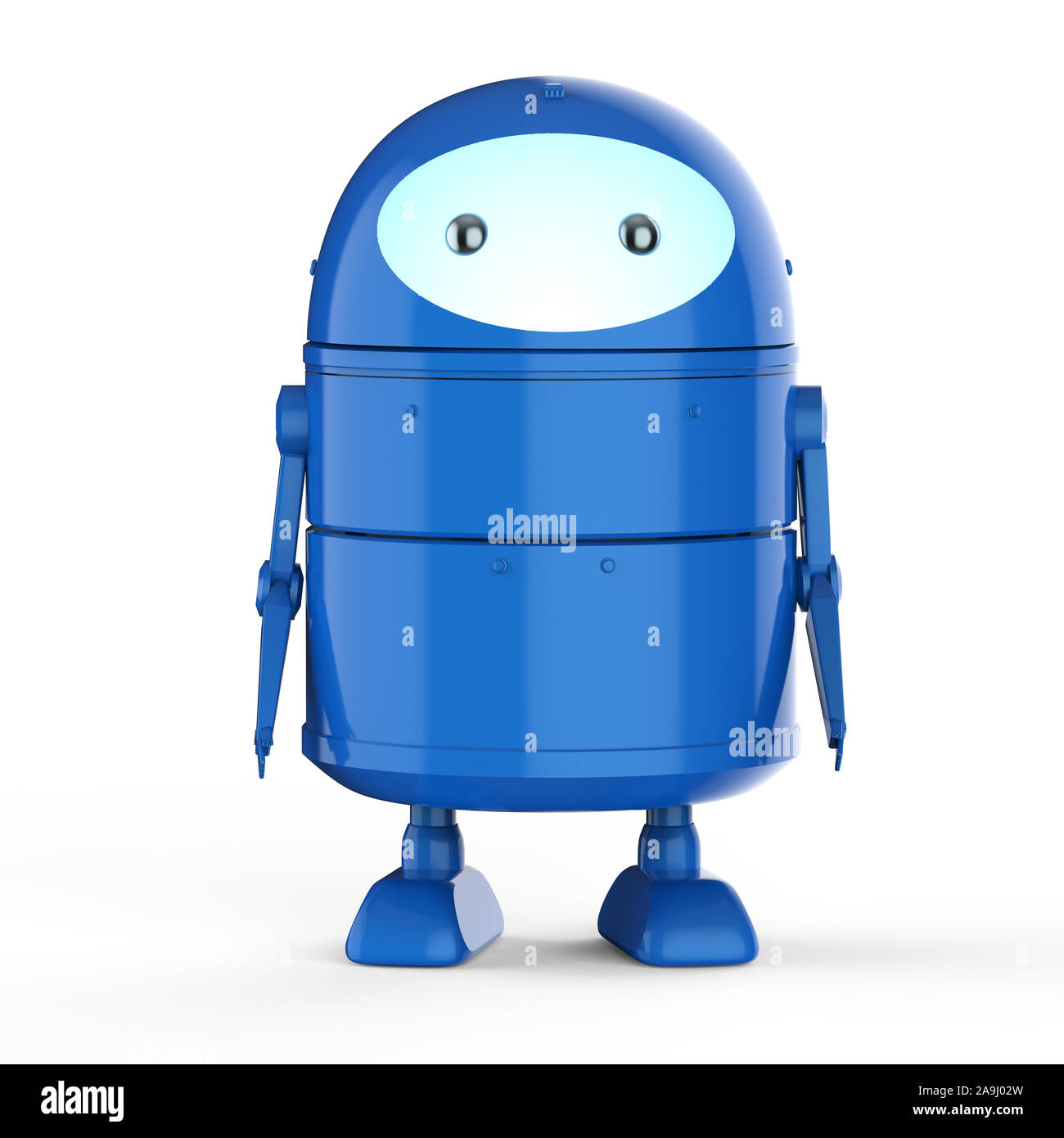 3D rendering blue android robot o robot de inteligencia artificial con el personaje de dibujos animados Foto de stock