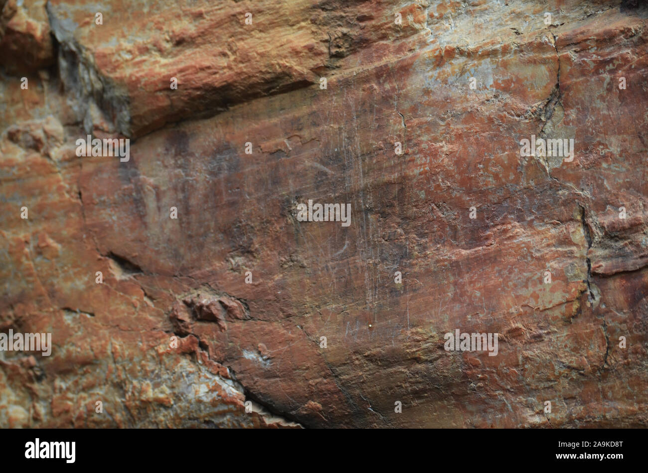 Pinturas rupestres de la Batanera esquemático (Ciudad Real, Sur de España), un notable ejemplo de arte rupestre post-Paleolítico Foto de stock