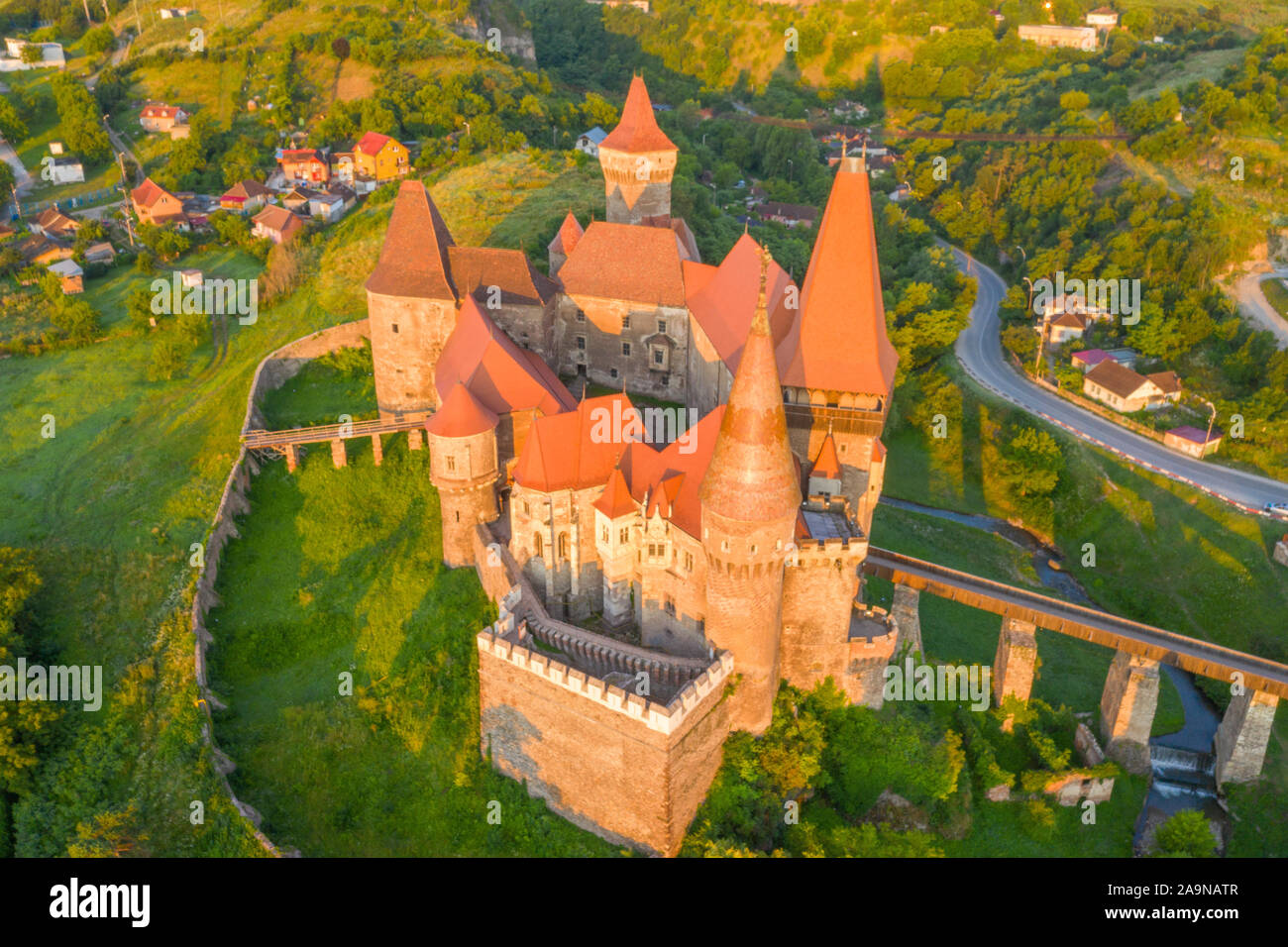 El castillo de Corvin, Transilvania, Rumania, desde 1456 npara el siglo XVII Reniassance gótico , Vlad el Empalador fue encarcelado aquí Foto de stock