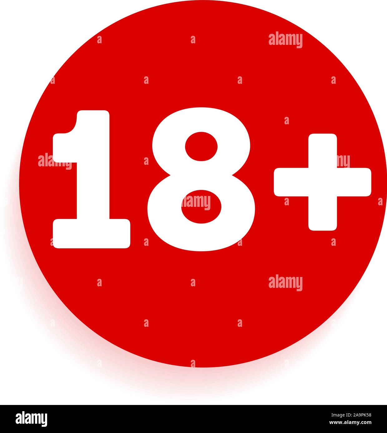 Símbolo de Vectores de limitación de edad. Logo rojo icono de forma redonda. Signo de notificación. Emblema de advertencia plana Ilustración del Vector