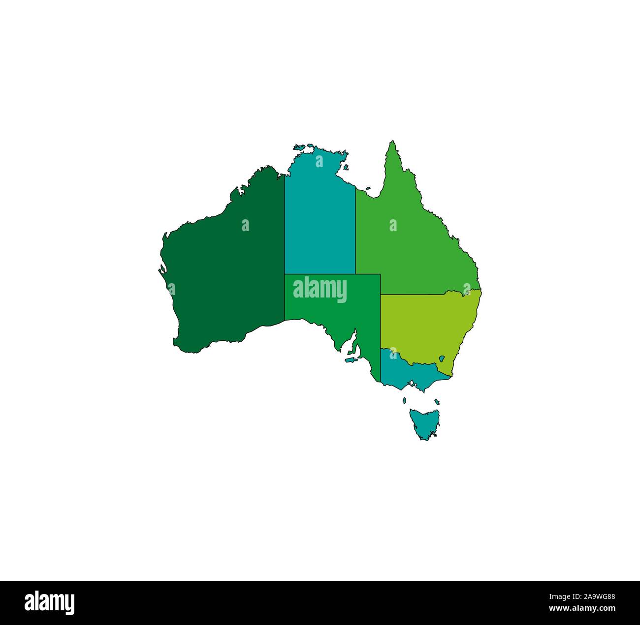 Mapa de Australia, los Estados mapa de la frontera. Ilustración vectorial. Ilustración del Vector