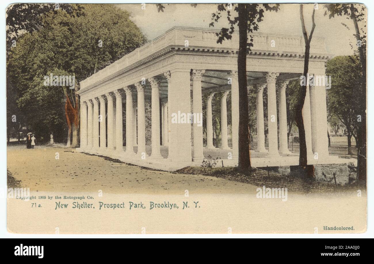 Ilustrado coloreado a mano postal del nuevo albergue en Prospect Park en Brooklyn, Nueva York, creada por el Rotograph Co, 1905. Desde la Biblioteca Pública de Nueva York. () Foto de stock
